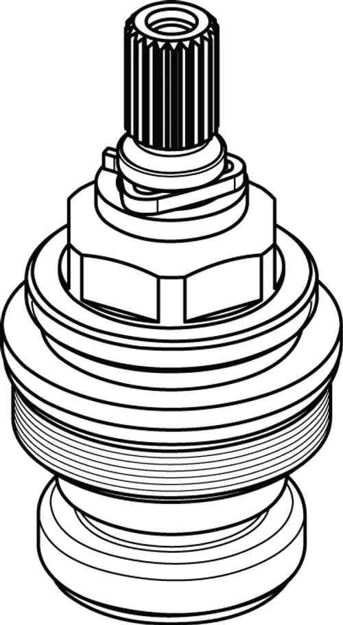 Skizze eines Bauteils mit Gewindeaufnahme, das eine konische Form aufweist. Der Hersteller ist Ideal Standard. Das Bauteil ist zur Verbindung mit weiteren Komponenten gedacht.